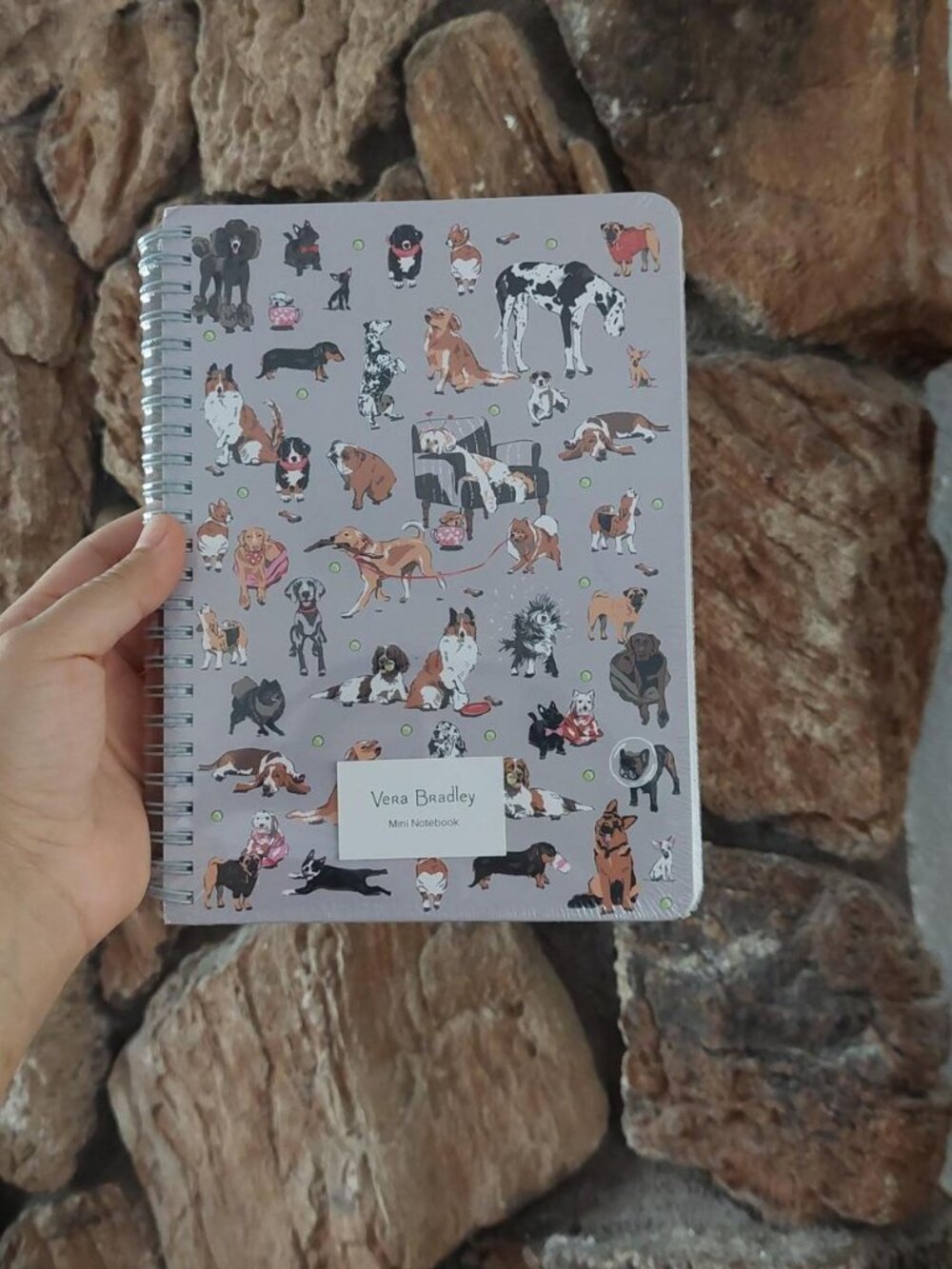 Vera Bradley Dog Show Gray Mini Spiral Notebook Journal Pocket Pad Pocketbook